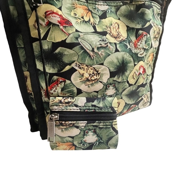 Canvas Shoulder / Tote Bag with Matching Change Purse FROGS! - Picture 6 of 16